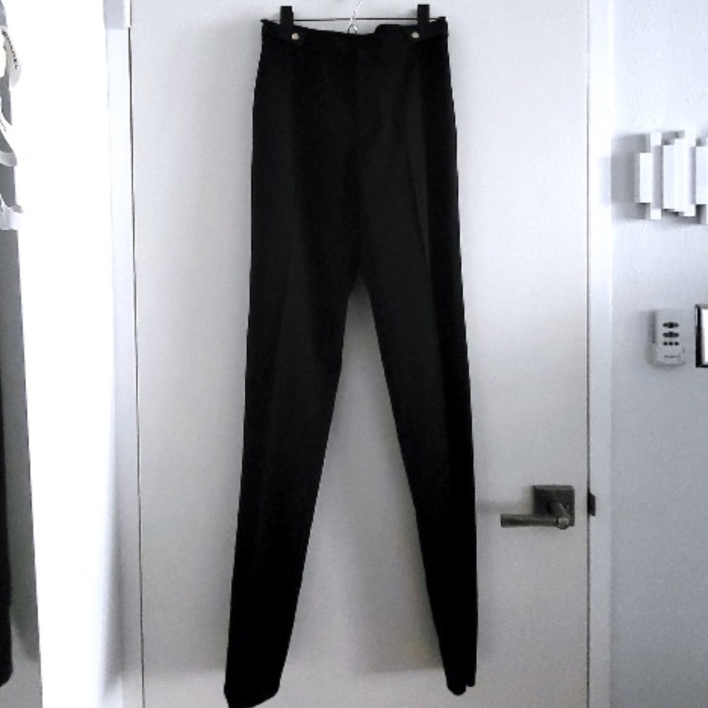 NWT Gucci Women’s Long Black Pants w/ Leather Accents. Size 38   Authentic